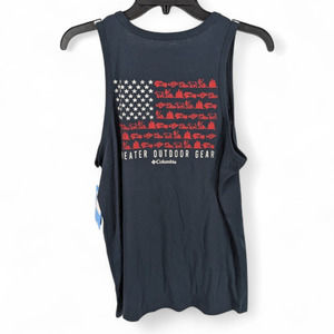 Columbia Men's Logo USA Flag Graphic Print Tank Top Shirt Patriotic Navy Small